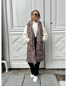 Doudoune sans manches léopard réversible noire