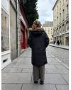 Doudoune longue léopard réversible noire