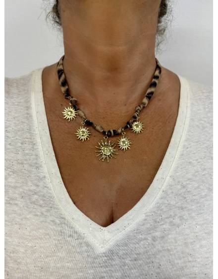 Collier soleil léopard
