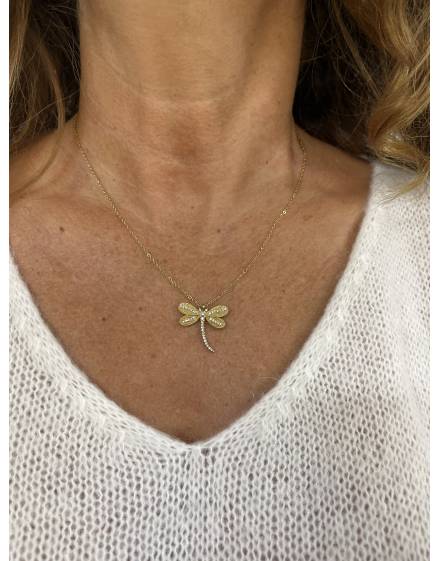 Collier doré pendentif libellule