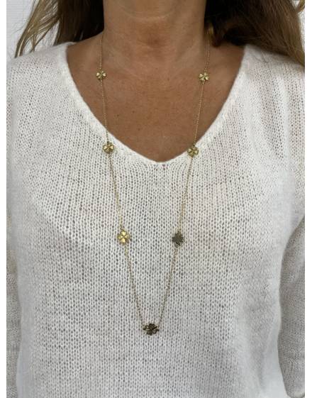 Collier doré sautoir trèfle
