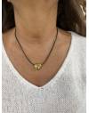 Collier doré double coeur noir
