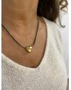 Collier doré double coeur noir