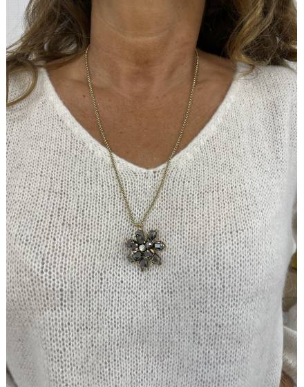 Collier doré pendentif fleur