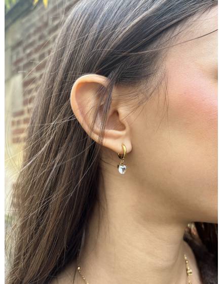 Créoles dorées coeur brillant