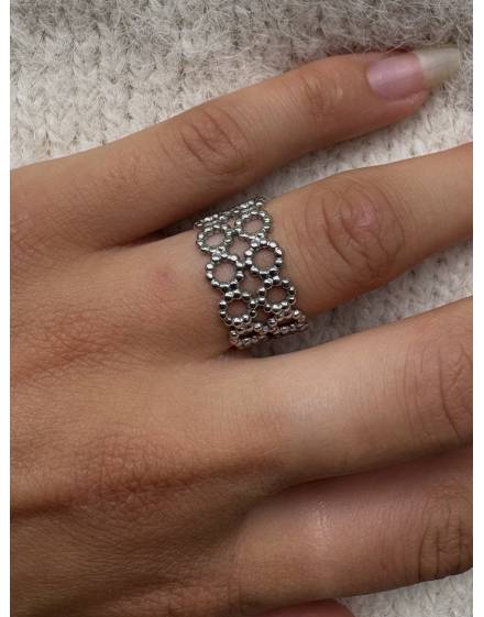 Bague argenté dentelle
