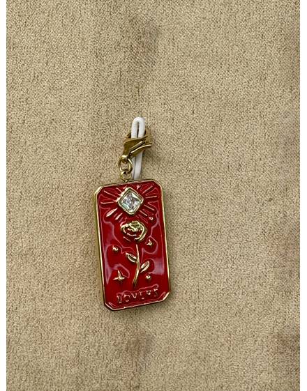 Charms rose rouge en acier inoxydable