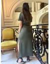 Robe longue kaki bijoux doré