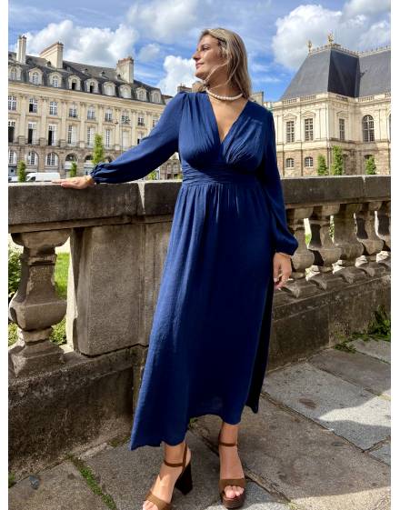 Robe longue bleu-marine