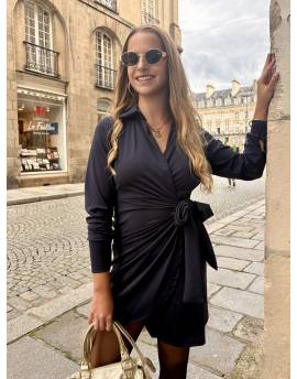 Robe courte porte feuille bleu-marine