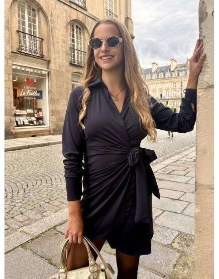 Robe courte porte feuille bleu-marine