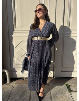 Robe longue plissée bleue liberty