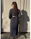 Robe longue plissée bleue liberty