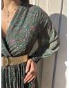 Robe longue plissée verte liberty