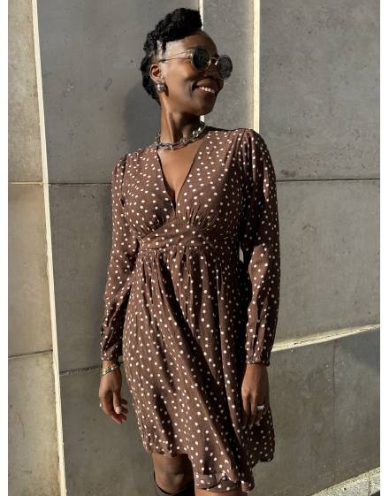 Robe courte à pois chocolat