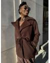 Manteau ceinturé chocolat