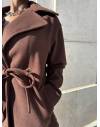 Manteau ceinturé chocolat
