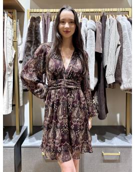 Robe Courte À Motif Bordeaux