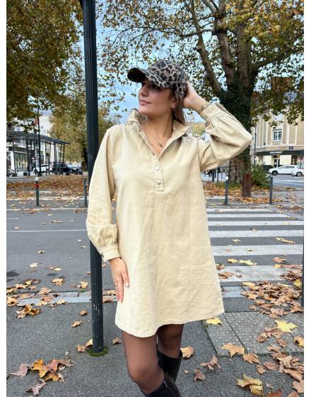 Robe Col Collerette crème