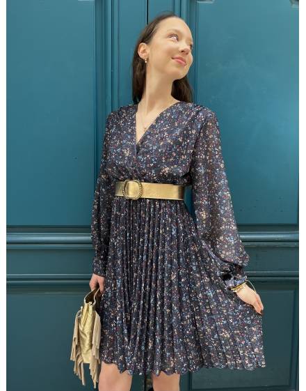 Robe courte Plissée Bleue Liberty