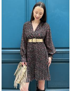 Robe Courte Plissée Noire Liberty