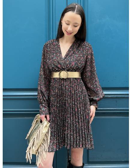 Robe Courte Plissée Noire Liberty