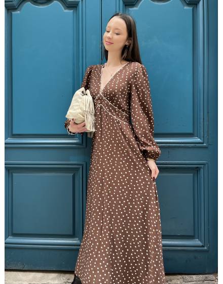 Robe Courte À Pois Chocolat