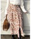 Jupe à motifs longue avec fente camel