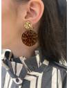 Boucles d’oreilles pendantes dorées détails marbre marron