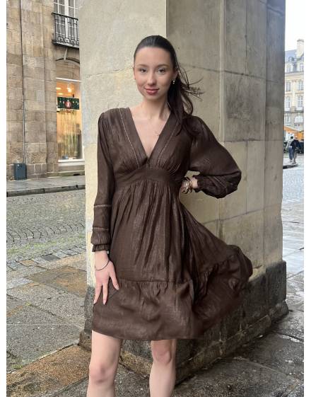 Robe courte irisée chocolat