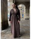 Robe longue avec ceinture chocolat