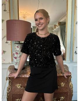 Robe de soirée à sequins dos nu noire