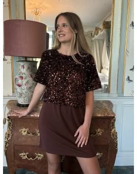 Robe de soirée à sequins bronze