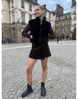 Jupe short en velours marron
