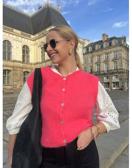 Gilet sans manches rose fuchsia