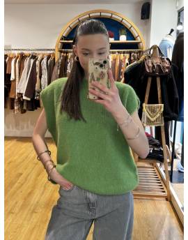 Pull sans manches en Alpaga Vert Olive