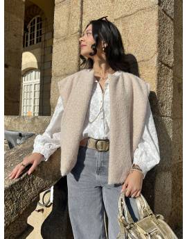 Gilet sans manches structuré beige
