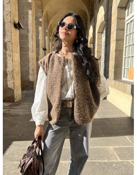 Gilet sans manches structuré chocolat