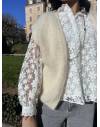 Gilet sans manches en mohair écru