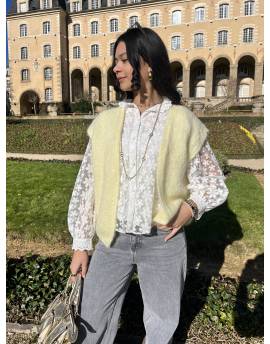 Gilet sans manches en mohair jaune