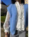Gilet sans manches en mohair bleu ciel