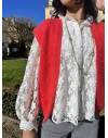 Gilet sans manches en mohair rouge