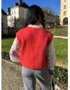 Gilet sans manches en mohair rouge
