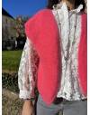 Gilet sans manches en mohair corail