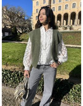 Gilet sans manches en mohair kaki