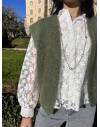 Gilet sans manches en mohair kaki
