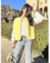 Gilet sans manches effet mouton jaune poussin