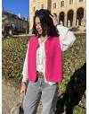 Gilet sans manches effet mouton rose fuchsia