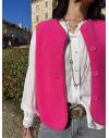 Gilet sans manches effet mouton rose fuchsia