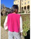 Gilet sans manches effet mouton rose fuchsia